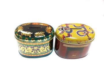 Painting Tin Coin Box 0.23mm Containers For Saving , 105x75x80mm