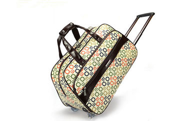 Middle size flower patterned trolley travel bag for airplane , small rolling duffel set