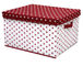 OEM Durable PP Non Woven Storage Box with Cover , White Red Dots Printed