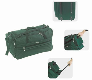 Portable green 1680D Polyester Trolley Sports Bags travel suitcase for men / women