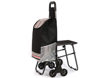 Wear Resistant Recyclable Portable Shopping Bag with Wheels / Chair , Black
