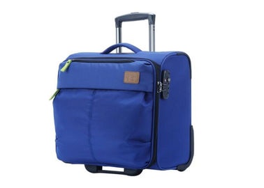 Polyester 16 inch lightweight travel luggage laptop trolley case blue color for girl