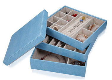 Composite leather wooden frame large jewellery storage box for rings earrings necklace