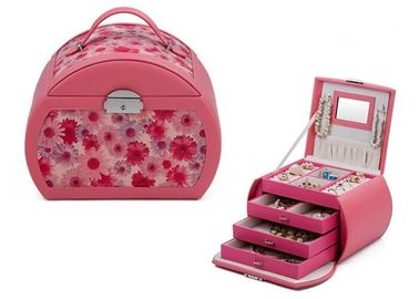 Wear resistant flocked cloth lining colorful girls jewellery box , storage boxes for jewellery