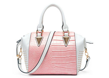Pink and white Fashion Ladies Handbags with full rivet decoration