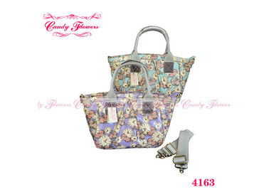 Fashionable Ladies Floral Print Handbags , Clock Pattern Women Hand Bag