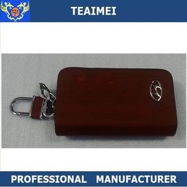 Fashion Brown Genuine Zippered Leather Key Case Wallet For Hyundai / KIA / BYD