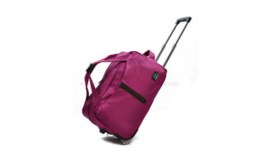 Purple oxford fabric cloth travel bags trolley travel set with plastic wheels