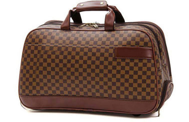 Large Travelling Luggage Bags with Tie Rod Hand Double Use , Brown PU Leather Trolley Bags