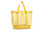 Personalized Solid Mesh Large Clear Beach Tote Bag with Velcro Stick in Yellow