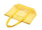 Personalized Solid Mesh Large Clear Beach Tote Bag with Velcro Stick in Yellow