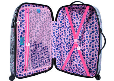 ABS PC trolley case / printed hard case luggage with 210T full lining and mesh pocket inside