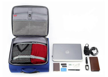 Polyester 16 inch lightweight travel luggage laptop trolley case blue color for girl
