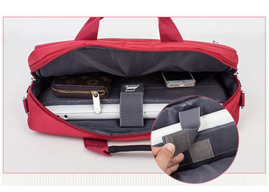 Foam padding red laptop bags for women with embroidery logo and reinforced handle