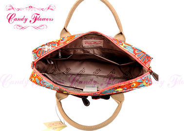Ladies Peacock feather Floral Canvas Bag Laptop Computer Briefcase