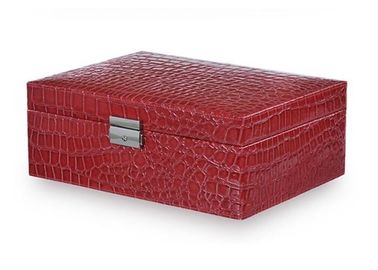 Ladies Lycra leather rectangle jewelry box with lock for necklace , earring