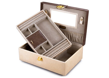 Customized Eco-friendly  jewellery storage box carrying case with 2 inter layer