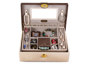 Customized Eco-friendly  jewellery storage box carrying case with 2 inter layer