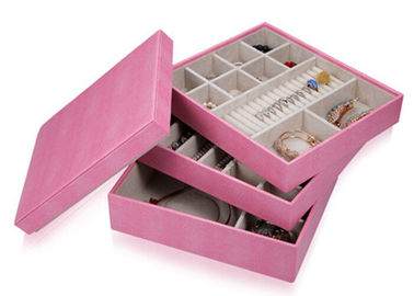 Composite leather wooden frame large jewellery storage box for rings earrings necklace