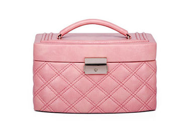 PU leather large jewelry boxes for women with wearable flocking fabric lining