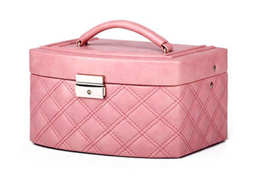 PU leather large jewelry boxes for women with wearable flocking fabric lining