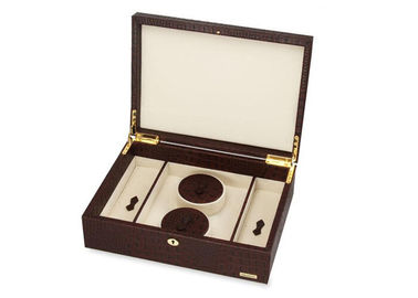 Portable Leather lockable Jewellery Storage Box case Black Color watch and ring box