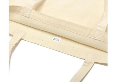 Cotton portable shopping bag with reinforced handle strips , foldable reusable shopping bags