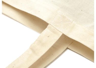 Cotton portable shopping bag with reinforced handle strips , foldable reusable shopping bags