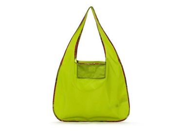 Environmentally friendly outdoor Polyester portable shopping bag green color with handles