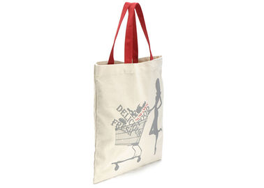 Canvas portable shopping bag with shoulder belt , printed reusable shopping bags