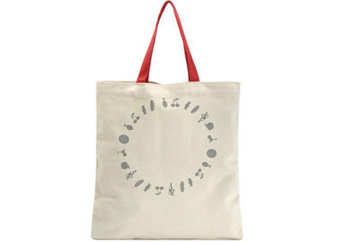 Canvas portable shopping bag with shoulder belt , printed reusable shopping bags