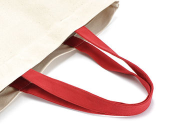 Canvas portable shopping bag with shoulder belt , printed reusable shopping bags