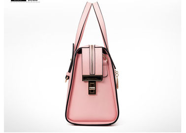 Pink Color Fashion Ladies Handbags , PU handbag with shoulder belt OEM ODM