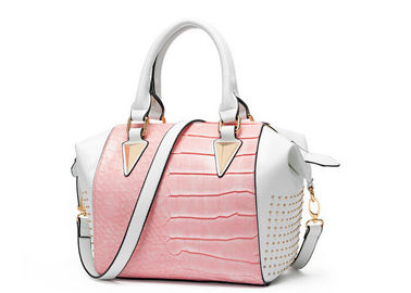 Pink and white Fashion Ladies Handbags with full rivet decoration