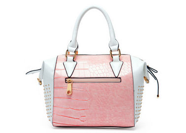 Pink and white Fashion Ladies Handbags with full rivet decoration
