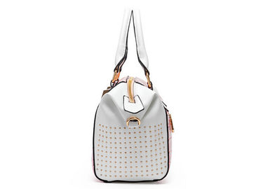Pink and white Fashion Ladies Handbags with full rivet decoration