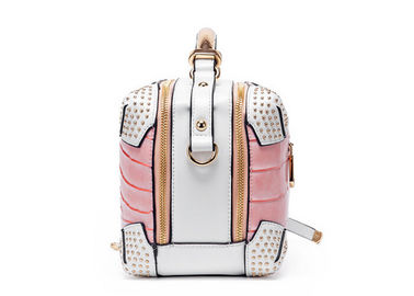 Tone Texture pink leather handbags for ladies , fashion handbag rivet selected fabric edge