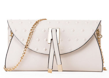 Unique embossed PU ladies leather handbags back pocket and strengthening hardware