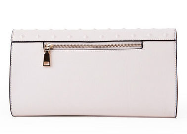 Unique embossed PU ladies leather handbags back pocket and strengthening hardware