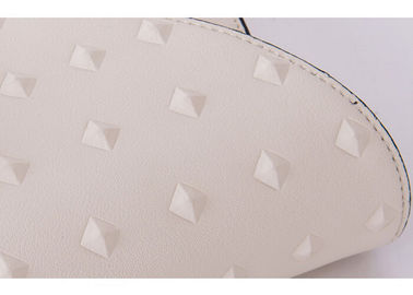 Unique embossed PU ladies leather handbags back pocket and strengthening hardware