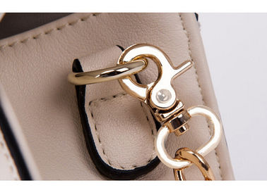 Unique embossed PU ladies leather handbags back pocket and strengthening hardware