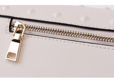 Unique embossed PU ladies leather handbags back pocket and strengthening hardware