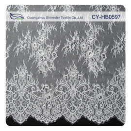 Fashion Nylon Stretch Eyelash Ruffled Lace Trim / Embroidered Lace Fabric