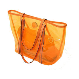 Transparent Ladies Tote Bags Clear PVC Handbags , Orange / Red / Blue