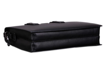 Black Mens Leather Business bags with Double Layer Folder Separator
