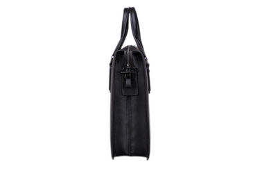 Black Mens Leather Business bags with Double Layer Folder Separator