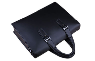 Black Mens Leather Business bags with Double Layer Folder Separator