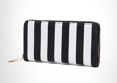 Custom Import Canvas black and white wallet with copper zipper for lady