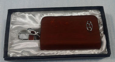 Fashion Brown Genuine Zippered Leather Key Case Wallet For Hyundai / KIA / BYD