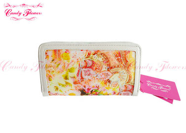 Yellow PVC Purse Floral Canvas Bag Daisy / Sun Flower Womens Card wallet